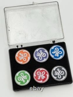 Pins promotionnels vintage General Electric avec logo GE en métal émaillé publicitaire