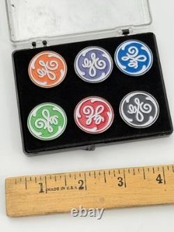 Pins promotionnels vintage General Electric avec logo GE en métal émaillé publicitaire