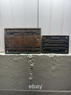 Plaque Badges en Bronze Vintage Électromoteur à Induction General Electric