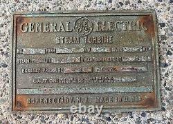 Plaque d'identification Vintage en laiton de la turbine à vapeur GE GENERAL ELECTRIC Constructeurs de plaques 8