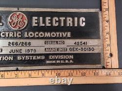 Plaque de constructeur de locomotive Vintage General Electric GE B823-7 1979 Erie, PA USA