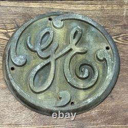 Plaque de publicité en laiton antique GE General Electric VTG 5 3/4