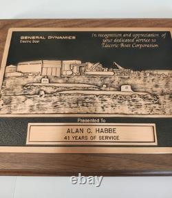Plaque de sous-marin vintage General Dynamics Electric Boat personnalisée pour la retraite