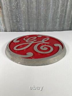 Plaque en Aluminium Moulé Vintage GE General Electric 13 en Relief (C6)