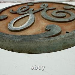 Plaque en métal en aluminium coulé GE General Electric Émblème Logo 13 VTG