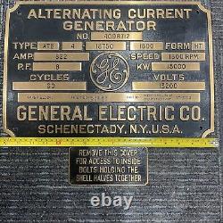 Plaque en métal vintage GE General Electric Générateur de courant alternatif 1918