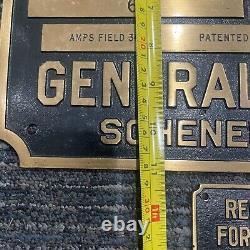 Plaque en métal vintage GE General Electric Générateur de courant alternatif 1918