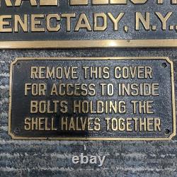 Plaque en métal vintage GE General Electric Générateur de courant alternatif 1918