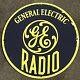 Plaque En Porcelaine Vintage General Electric Ge Radio Service Station Pump Plate Ad