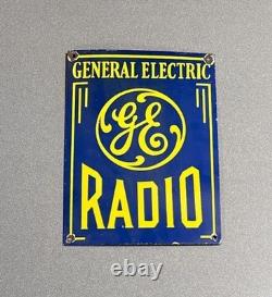 Plaque en porcelaine vintage General Electric 14 GE pour radio, voiture, essence, moto, huile