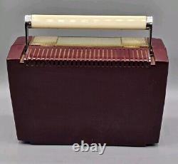 RADIO PORTABLE AM VINTAGE 1952 General Electric Bourgogne 4-Tubes, Modèle 607