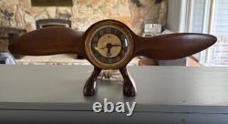 RARE HORLOGE DE PROPELLER D'AVION VINTAGE GENERAL ELECTRIC DES ANNÉES 1940 EUREKA ALARME FONCTIONNE