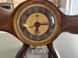 RARE HORLOGE DE PROPELLER D'AVION VINTAGE GENERAL ELECTRIC DES ANNÉES 1940 EUREKA ALARME FONCTIONNE