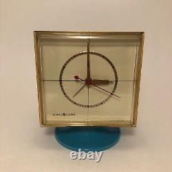 RARE Horloge de réveil vintage bleue de General Electric avec base en forme de tulipe