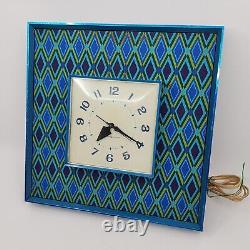 RARE Horloge murale bleue vintage psychédélique de General Electric de milieu de siècle, modèle 2548