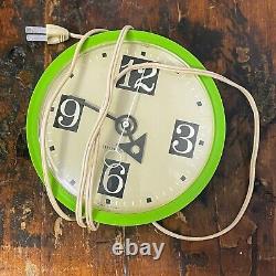 RARE! Horloge murale électrique vintage General Electric ronde verte fonctionne