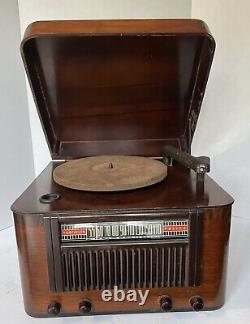 RARE Radio à tubes General Electric Vintage avec Phonographe Fonctionnel sans Aiguille en Boîtier en Bois
