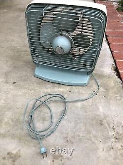 RARE Ventilateur de boîte polyvalent montable/blanc et bleu vintage à 2 vitesses General Electric