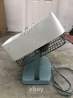 RARE Ventilateur de boîte polyvalent montable/blanc et bleu vintage à 2 vitesses General Electric