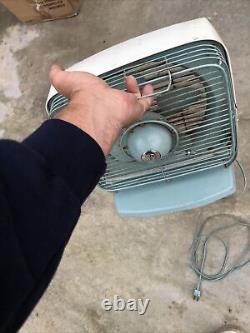 RARE Ventilateur de boîte polyvalent montable/blanc et bleu vintage à 2 vitesses General Electric