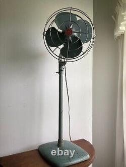 RARE Ventilateur sur pied vintage General Electric GE bleu