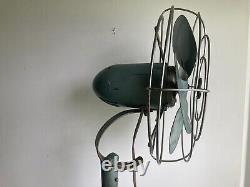 RARE Ventilateur sur pied vintage General Electric GE bleu