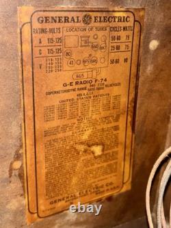 Radio Général Électrique F-74 Magic Eye Art Déco Original Vintage 1937