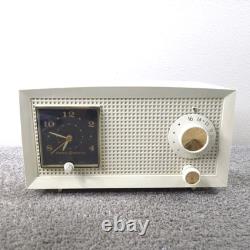 Radio-réveil à tubes AM GE Vintage MCM Modèle C-402A Blanc FONCTIONNEL