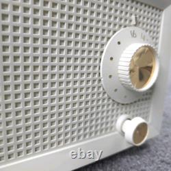 Radio-réveil à tubes AM GE Vintage MCM Modèle C-402A Blanc FONCTIONNEL