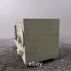 Radio-réveil à tubes AM GE Vintage MCM Modèle C-402A Blanc FONCTIONNEL