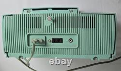 Radio-réveil vintage GE C-417C turquoise AM à lampes, milieu de siècle, ère atomique, fonctionne