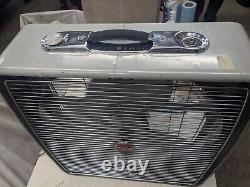 Rare 1954 Ventilateur de boîte électrique General Gray GE Floor F11W1 Vintage fonctionne mais LISEZ