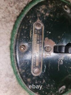 Rare Antique GENERAL ELECTRIC Ventilateur de bureau Vintage Vert Armée FONCTIONNE