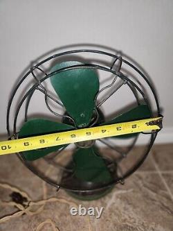 Rare Antique GENERAL ELECTRIC Ventilateur de bureau Vintage Vert Armée FONCTIONNE