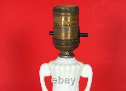 Rare Travail Antique Uranium Lampe En Verre Glows Lait Victorian Art Deco Cge Vtg