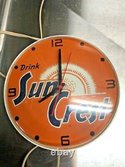 Rare Vintage General Electric Sun Crest Boisson Électrique Publicité Horloge De Travail
