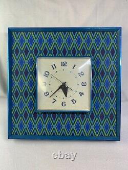 Rare Vintage MID Century Psychédélique Modèle Électrique Général 2548 Bleu Horloge Murale