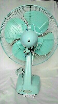 Rare ventilateur oscillant Toshiba en bleu sarcelle du milieu du siècle