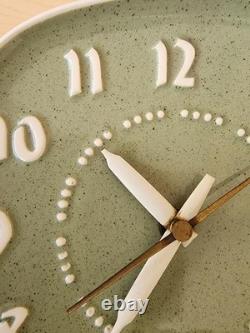 Russel Wright General Electric horloge murale en céramique vintage vert prairie fonctionne
