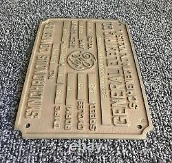 Signe En Métal Vintage/plaque Ge General Electric Synchronous Convertisseur Hcc