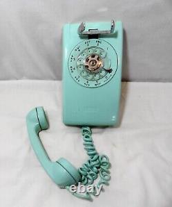 Téléphone mural rotatif Bell System General Electric Vintage Turquoise Blue 554 A/B