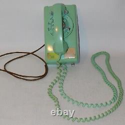 Téléphone mural rotatif turquoise bleu Bell System General Electric 554 A/B