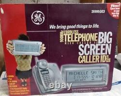 Téléphone sans fil General Electric avec grand écran et identification de l'appelant, modèle rare Vtg New 26995ge3
