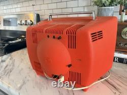 Téléviseur CRT portable noir et blanc rétro rouge General Electric GE M112YRD 10,5 pouces vintage des années 1960