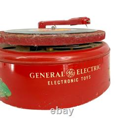 Tourne-disque jouet électronique vintage GE General Electric modèle 186-1 en métal rouge