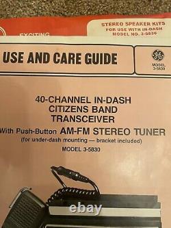 Transceiver CB Vintage General Electric 3-5830 en tableau de bord avec radio de voiture FM/AM NEUF