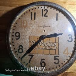 Travaux Vintage Dr Pepper Rare General Electric 10-2-4 horloge publicitaire panneau 15 	<br/>