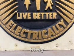 Très RARE Panneau publicitaire d'époque pour la maison Medallion de General Electric, années 1950