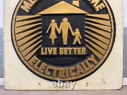 Très RARE Vintage General Electric Medallion Home Advertisement Sign, années 1950