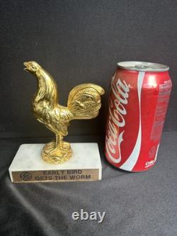 Trophée Vintage GE General Electric LE PRECOCE ATTRAPE LE VER Cock Rooster